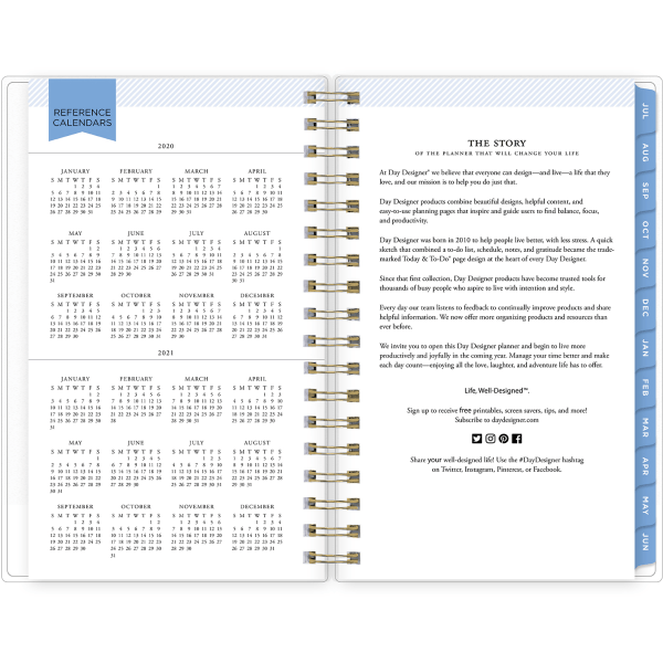 slide 5 of 9, Blue Sky Day Designer Weekly/Monthly Academic Pp Planning Calendar, 3-5/8 X 6-1/8, Floret Stripe, July 2021 To June 2022, 1 ct