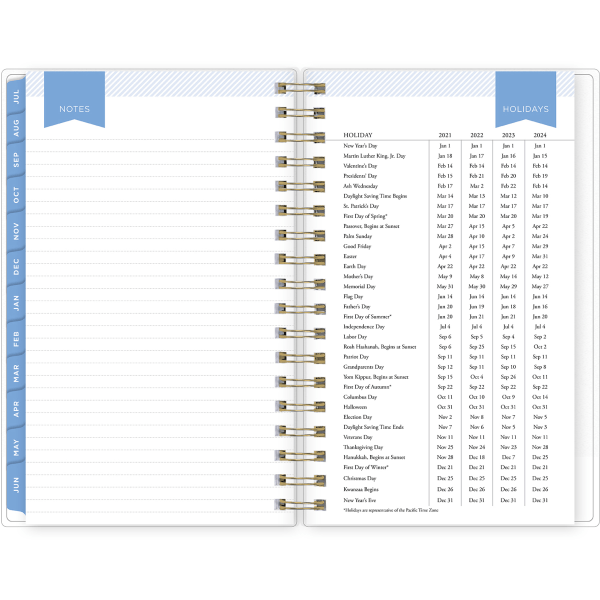 slide 8 of 9, Blue Sky Day Designer Weekly/Monthly Academic Pp Planning Calendar, 3-5/8 X 6-1/8, Floret Stripe, July 2021 To June 2022, 1 ct