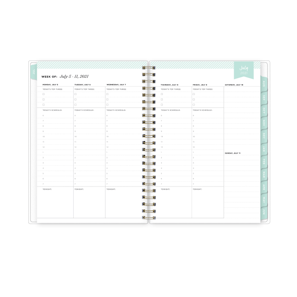 slide 2 of 7, Blue Sky Academic Weekly/Monthly Planner, 8-5/8&Rdquo; X 5-7/8&Rdquo;, White/Mint, July 2021 To June 2022, 128056, 1 ct