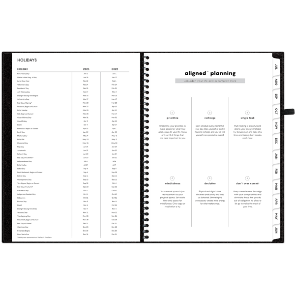 slide 2 of 9, Blue Sky Aligned Weekly/Monthly Planner, 5-7/8&Rdquo; X 8-5/8'', Black, July 2021 To June 2022, 131032, 1 ct