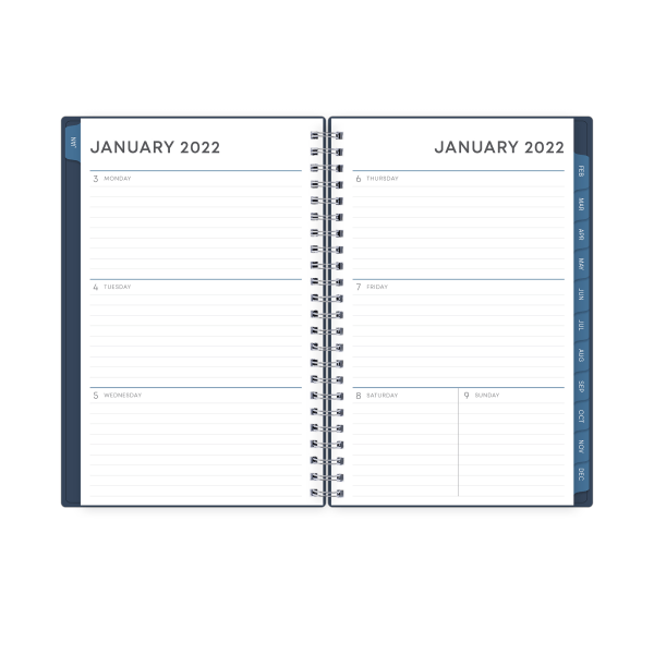 slide 2 of 5, Blue Sky Weekly/Monthly Pp Safety Wirebound Planner, 5'' X 8'', Kenji/Solid Navy, January To December 2022, 1 ct