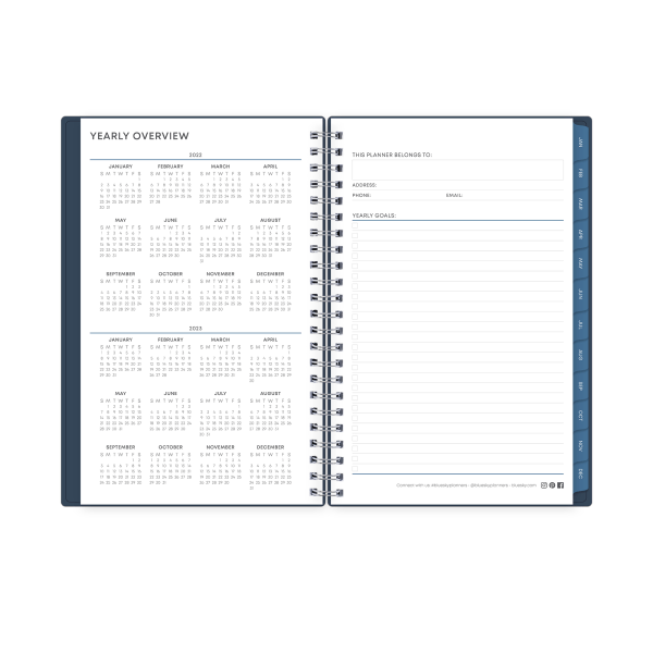 slide 4 of 5, Blue Sky Weekly/Monthly Pp Safety Wirebound Planner, 5'' X 8'', Kenji/Solid Navy, January To December 2022, 1 ct