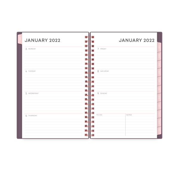 slide 2 of 5, Blue Sky Weekly/Monthly Pp Safety Wirebound Planner, 5'' X 8'', Rebekah Cool/ Solid Purple, January To December 2022, 5 in