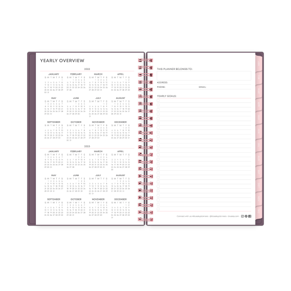 slide 4 of 5, Blue Sky Weekly/Monthly Pp Safety Wirebound Planner, 5'' X 8'', Rebekah Cool/ Solid Purple, January To December 2022, 5 in