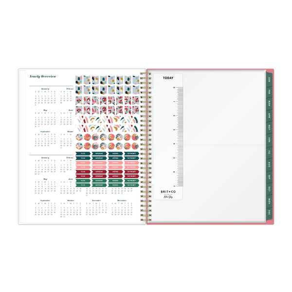 slide 2 of 6, Blue Sky Brit + Co Frosted Weekly/Monthly Planner, 8-1/2'' X 11'', Bouquet, January To December 2022, 136011, 1 ct