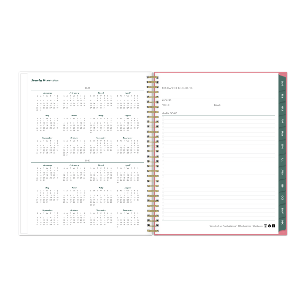 slide 3 of 6, Blue Sky Brit + Co Frosted Weekly/Monthly Planner, 8-1/2'' X 11'', Bouquet, January To December 2022, 136011, 1 ct