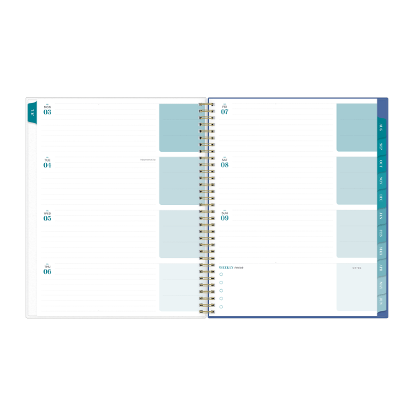 slide 6 of 10, Blue Sky Inkwell Press Whirlwind Frosted Polypropylene Horizontal Weekly/Monthly Flex Academic Planning Calendar, 8-1/2'' X 11'', July 2023 To June 2024, 142398, 1 ct