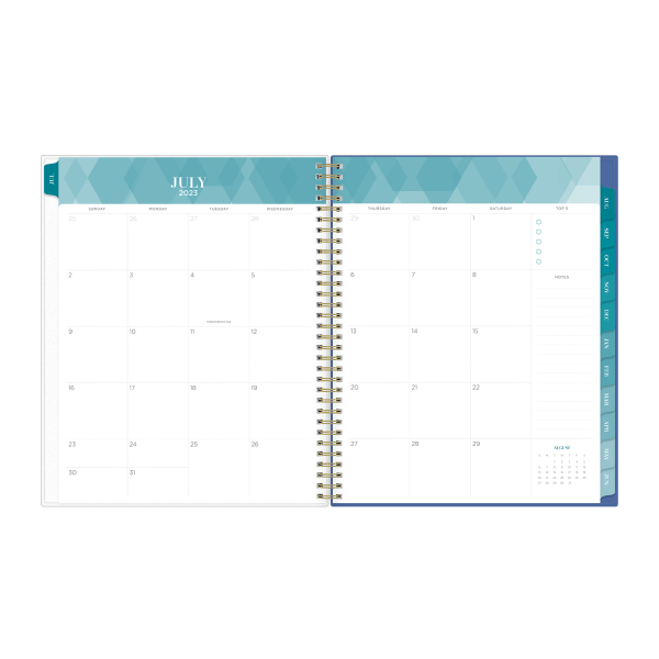 slide 7 of 10, Blue Sky Inkwell Press Whirlwind Frosted Polypropylene Horizontal Weekly/Monthly Flex Academic Planning Calendar, 8-1/2'' X 11'', July 2023 To June 2024, 142398, 1 ct