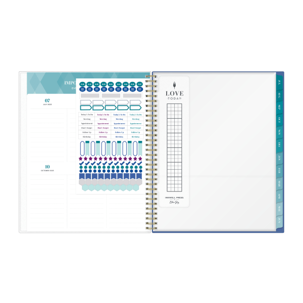 slide 9 of 10, Blue Sky Inkwell Press Whirlwind Frosted Polypropylene Horizontal Weekly/Monthly Flex Academic Planning Calendar, 8-1/2'' X 11'', July 2023 To June 2024, 142398, 1 ct