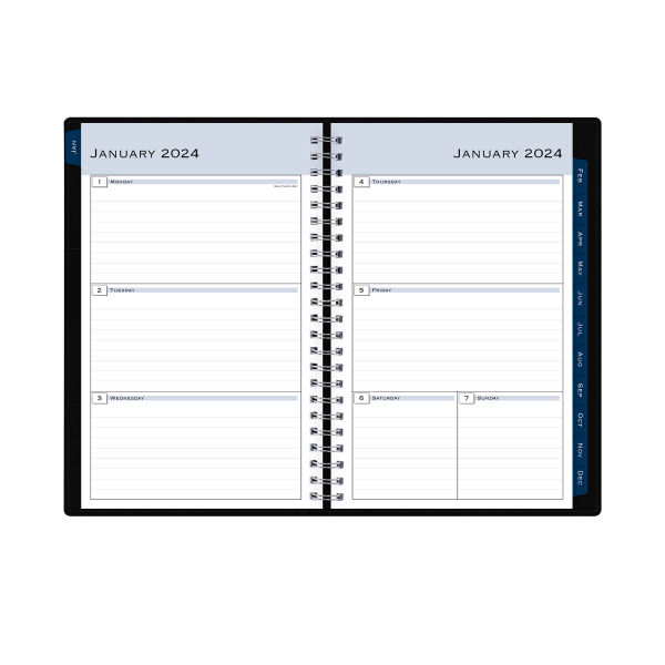 slide 2 of 8, Blue Sky Passages Weekly/Monthly Refillable Planning Calendar, 5" X 8", Charcoal Gray, January To December 2024, 143976, 5 in