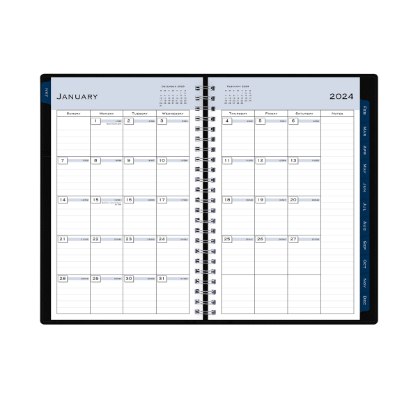 Blue Sky Passages Weekly Monthly Refillable Planning Calendar 5 X 8 Charcoal Gray January