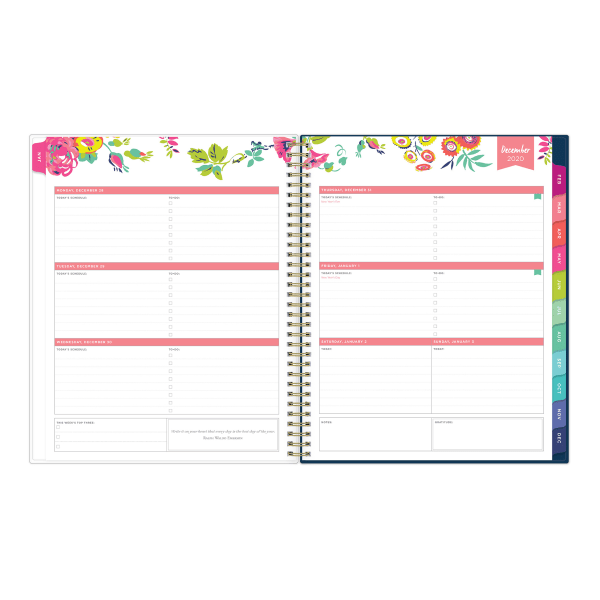 slide 4 of 10, Blue Sky Day Designer Weekly/Monthly Planner, 8-1/2'' X 11'', Peyton Navy, January To December 2021, 103617, 1 ct