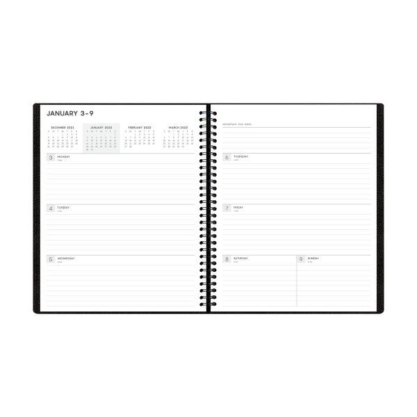 slide 2 of 5, Blue Sky Aligned Weekly/Monthly Planner, 7" X 8-3/4", Black, January To December 2022, 123850, 7 in