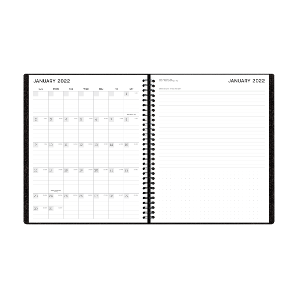 slide 3 of 5, Blue Sky Aligned Weekly/Monthly Planner, 7" X 8-3/4", Black, January To December 2022, 123850, 7 in