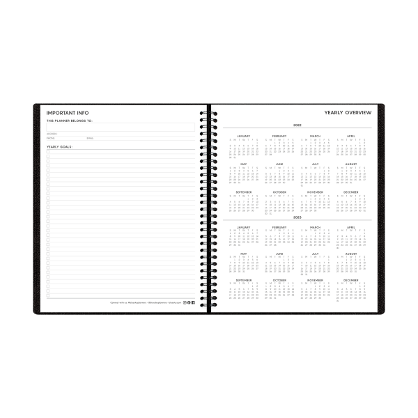 slide 4 of 5, Blue Sky Aligned Weekly/Monthly Planner, 7" X 8-3/4", Black, January To December 2022, 123850, 7 in