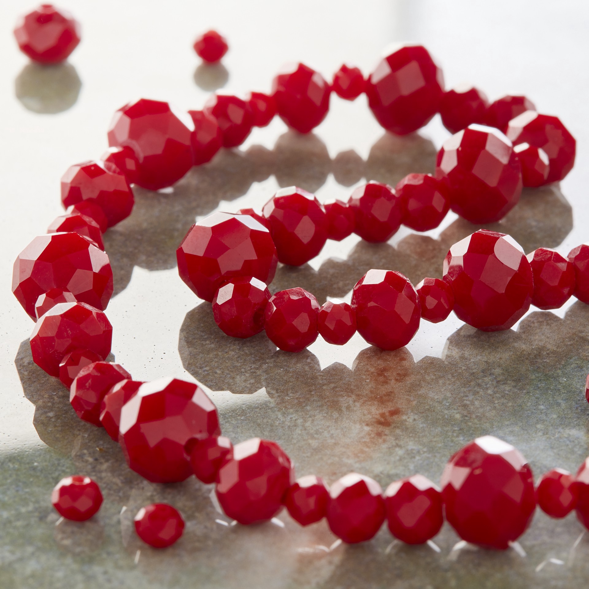 slide 2 of 3, Red Faceted Glass Rondelle Beads By Bead Landing, 3mm-8mm