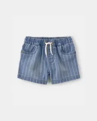 Oshkosh Baby Boy Striped Denim Drawstring Shorts - Medium Blue - 18M