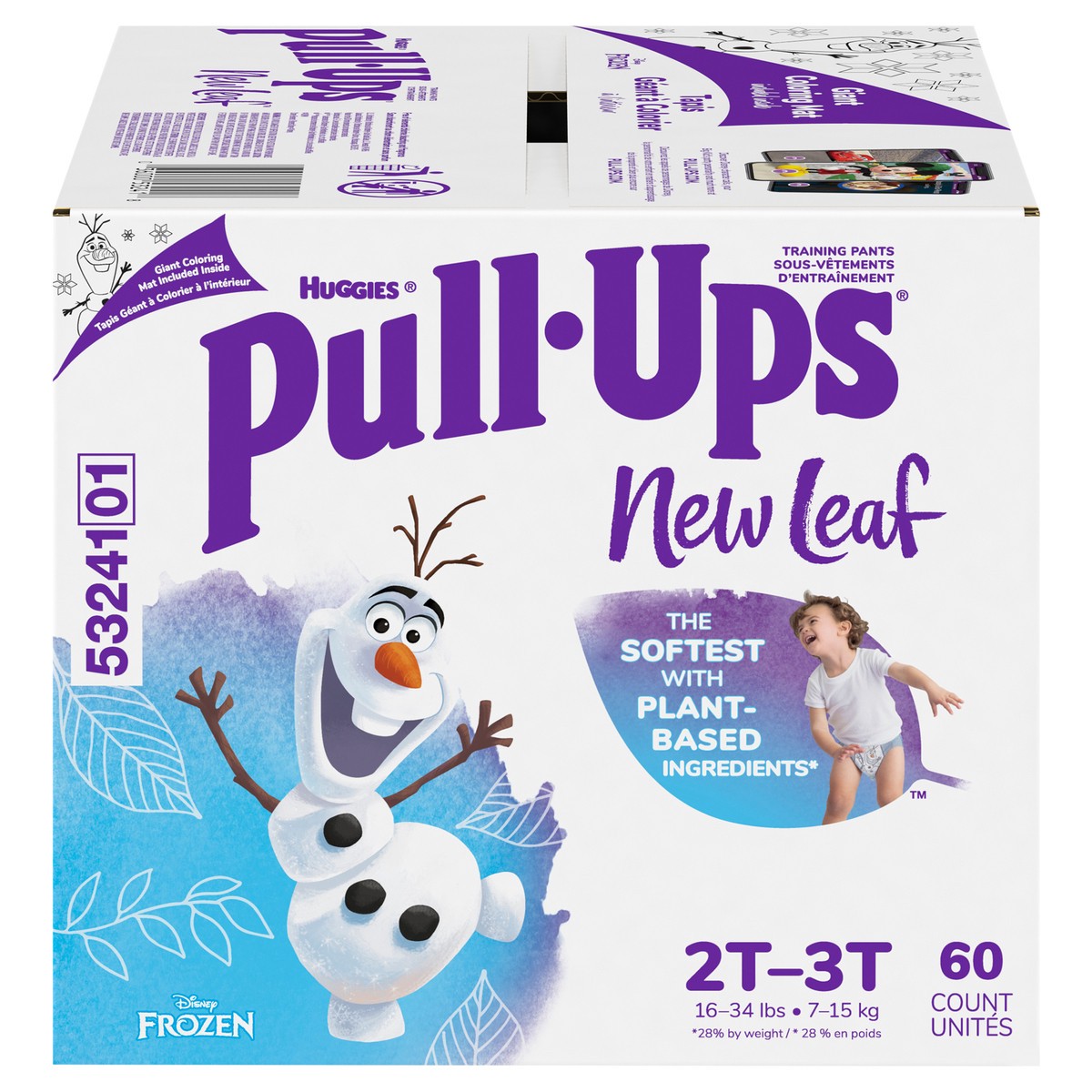 Pull-Ups New Leaf Boys Training Underwear Size 2T-3T 60 ct
