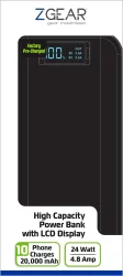 Zgear High Capacity LCD Display Power Bank - Black