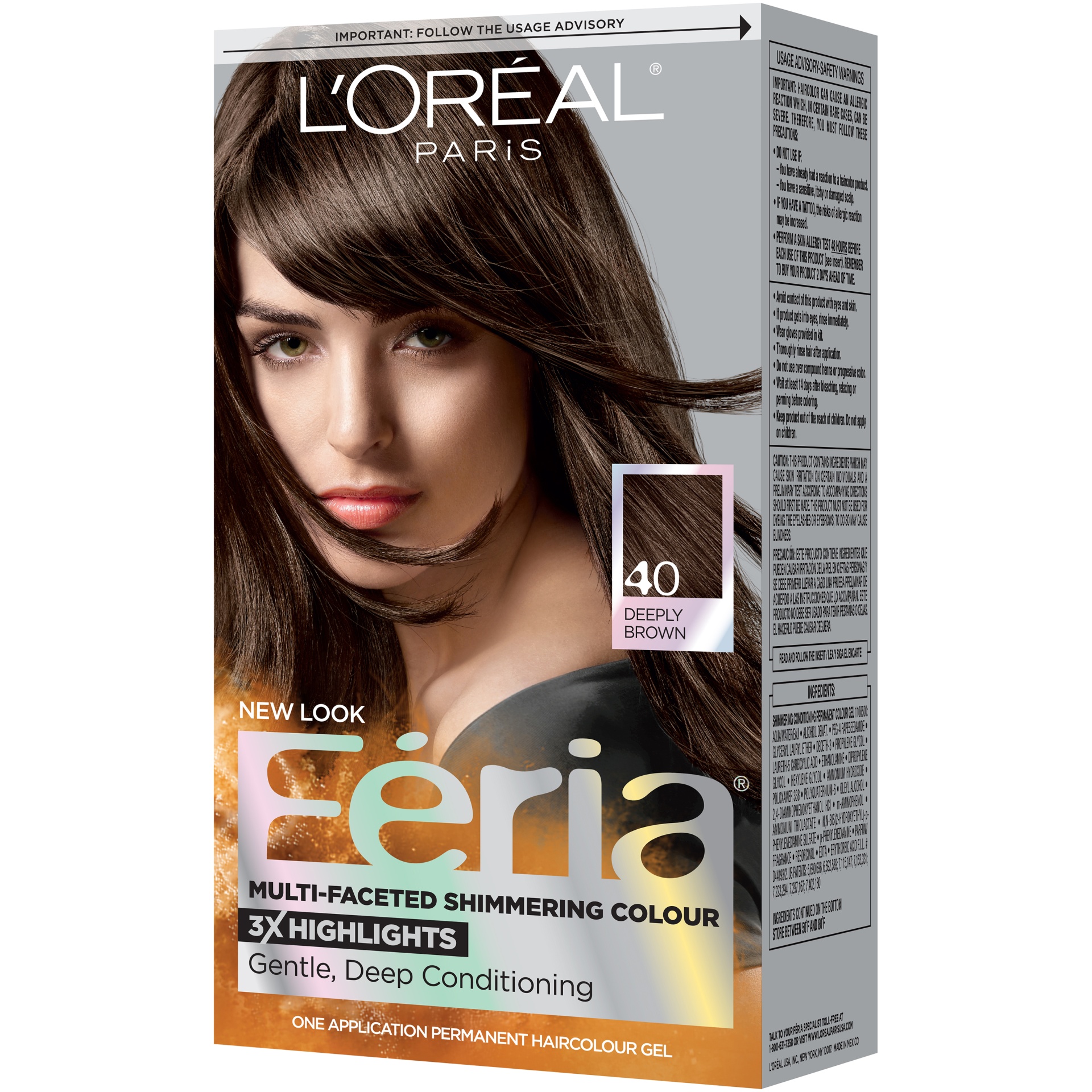 slide 3 of 7, L'Oréal Feria Multi-Faceted Shimmering Color - 40 Deeply Brown, 1 ct