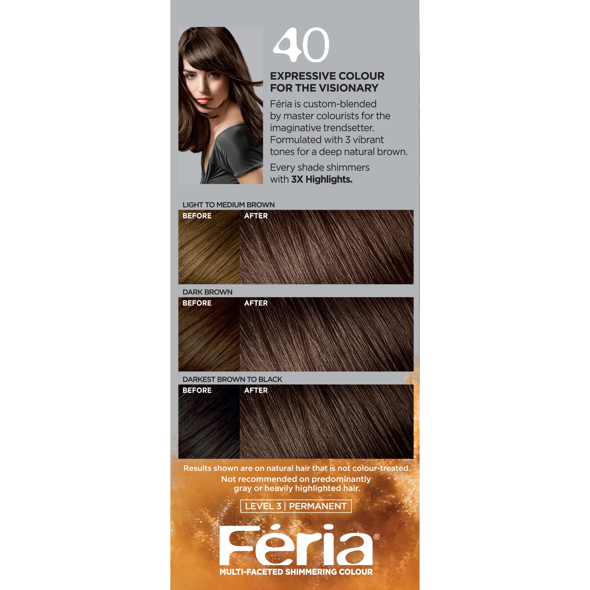 slide 4 of 7, L'Oréal Feria Multi-Faceted Shimmering Color - 40 Deeply Brown, 1 ct