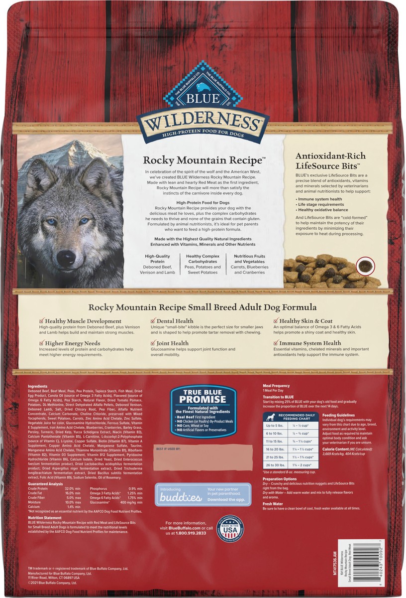 slide 12 of 12, Blue Buffalo Wilderness Rocky Mountain Recipe High Protein, Natural Adult Small Breed Dry Dog Food, Red Meat 10-lb, 10 lb