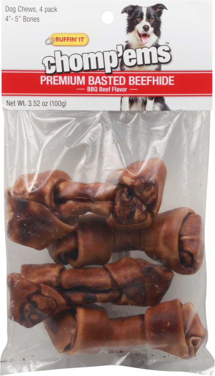 slide 7 of 10, Ruffin' It Chomp’ems Premium Basted Beefhide BBQ Beef Flavor Dog Chews 4 Pack 4 ea, 4 ct