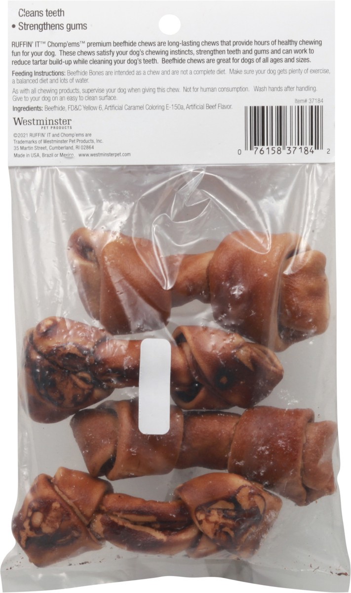 slide 3 of 10, Ruffin' It Chomp’ems Premium Basted Beefhide BBQ Beef Flavor Dog Chews 4 Pack 4 ea, 4 ct