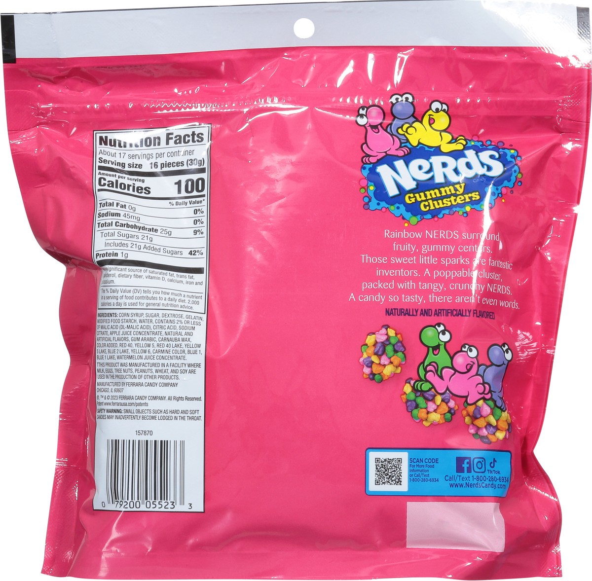 slide 10 of 14, NERDS 149577 Gummy Clusters Candy 18.5 oz. Pouch, 18.5 oz
