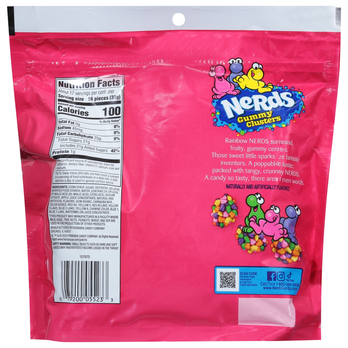 slide 14 of 14, NERDS 149577 Gummy Clusters Candy 18.5 oz. Pouch, 18.5 oz