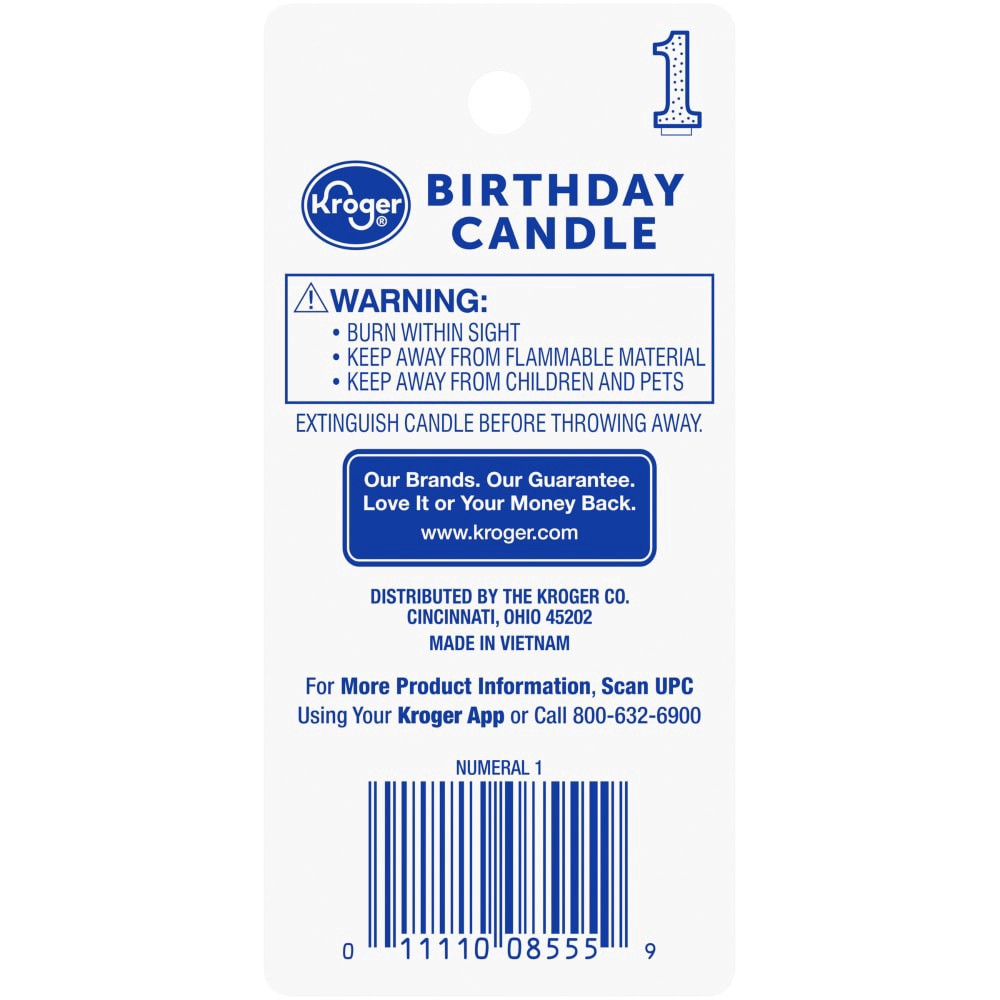slide 2 of 2, Kroger Numeral 1 Birthday Candle, 3 in