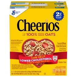 Cheerios, Heart Healthy Gluten Free Breakfast Cereal, Great Value, 40.7 oz (2 Boxes)