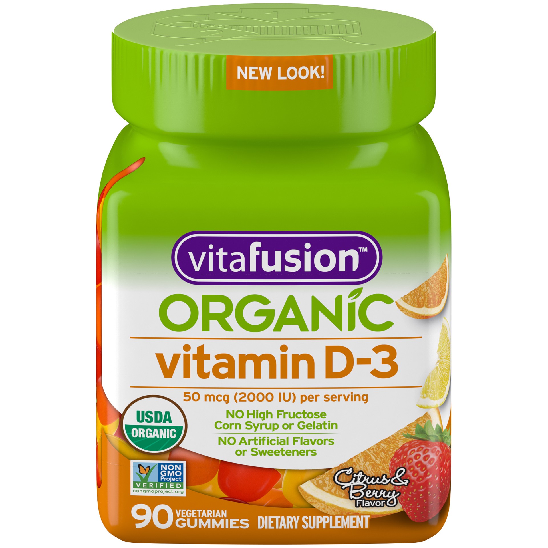 slide 1 of 6, vitafusion Organic D3 Gummy Vitamin, 90 Count - Non-GMO, Gluten-Free, Dairy-Free, No Gelatin, No HFCS, 90 ct