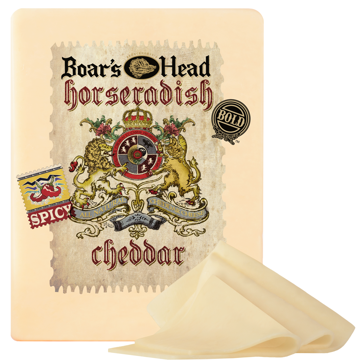 slide 1 of 1, Boar's Head Bold Horseradish Cheddar Cheese, per lb