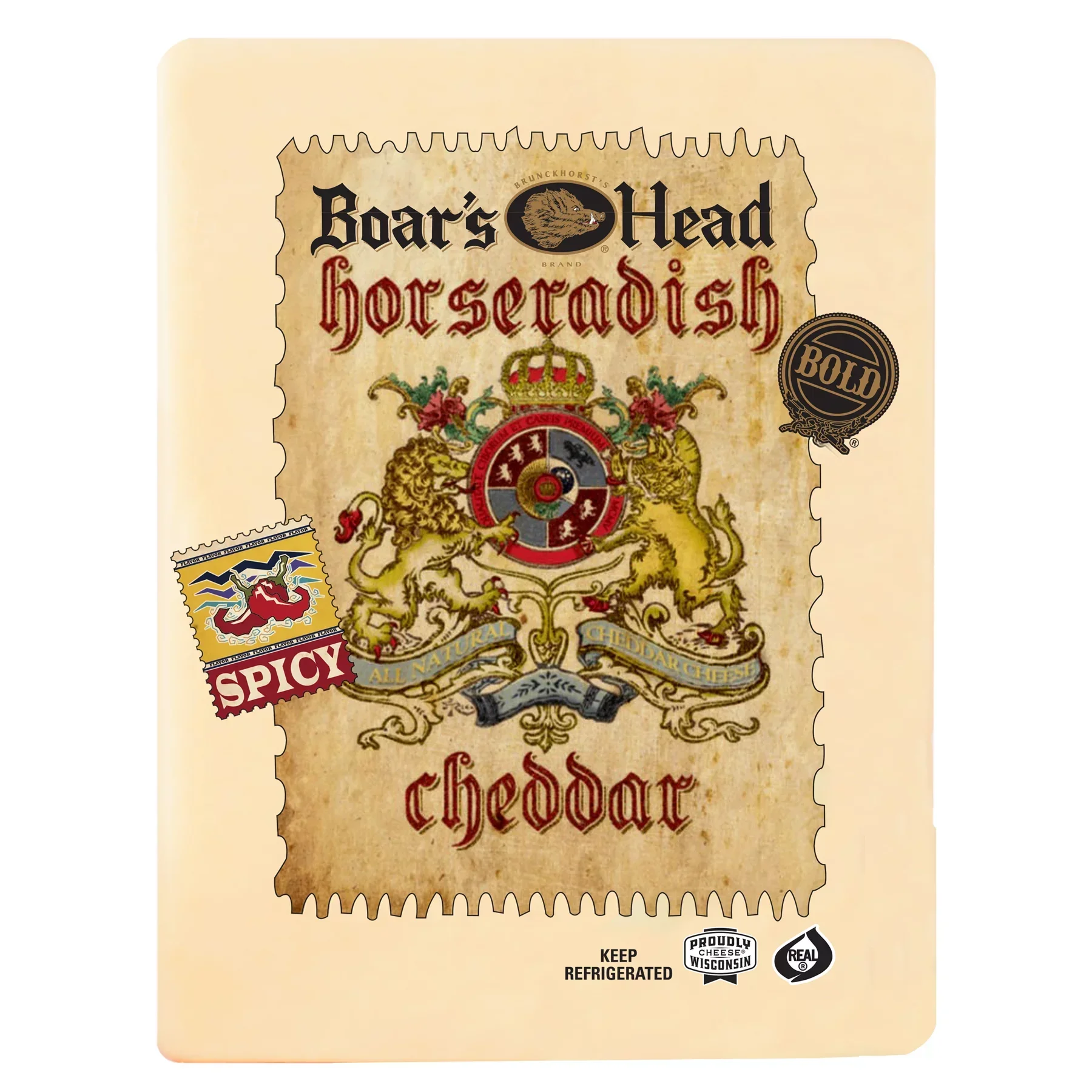 slide 1 of 1, Boar's Head Bold Horseradish Cheddar Cheese, per lb