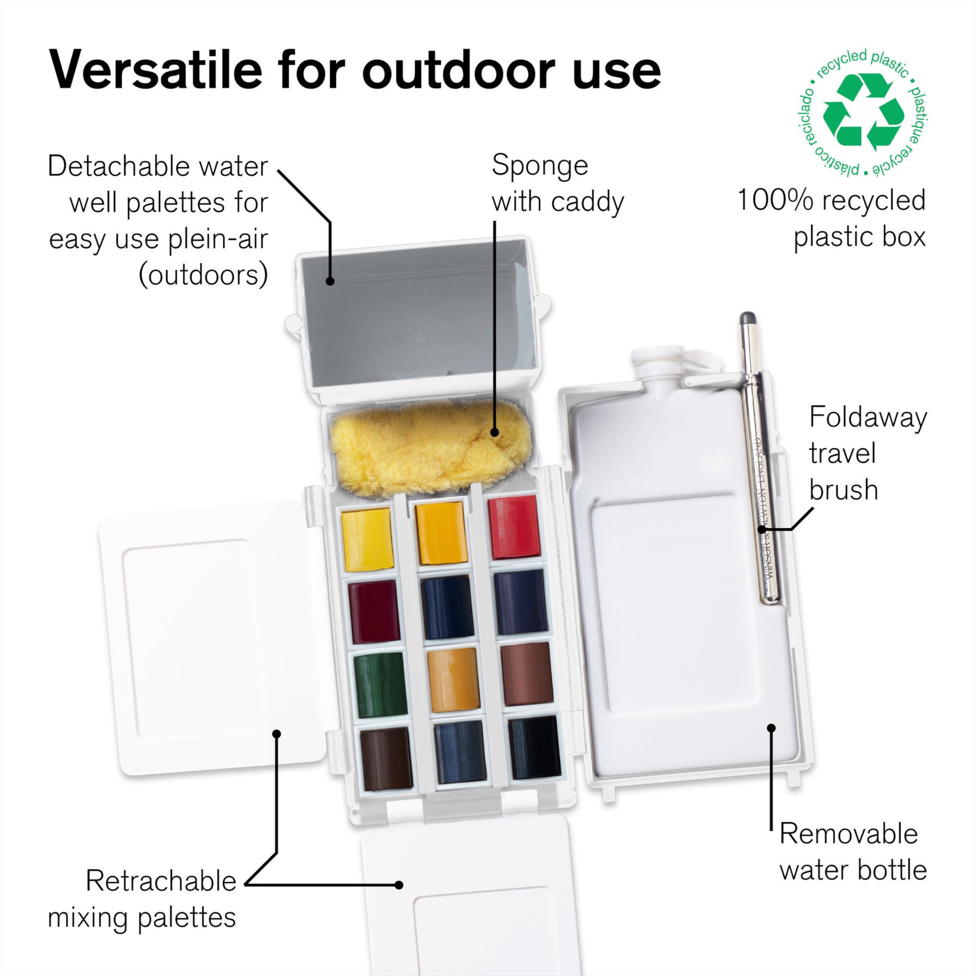 slide 2 of 6, Winsor & Newton Professional Watercolour 12 Color Field Pocket Set, 12 half-pan paints