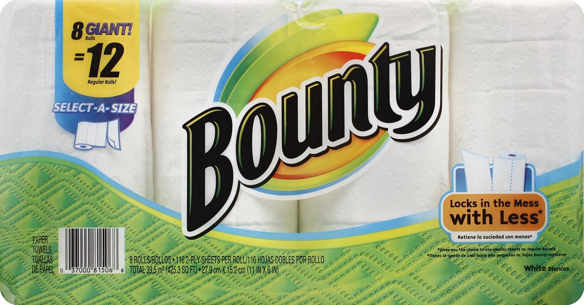 slide 1 of 7, Bounty Paper Towels 8 ea, 8 ct