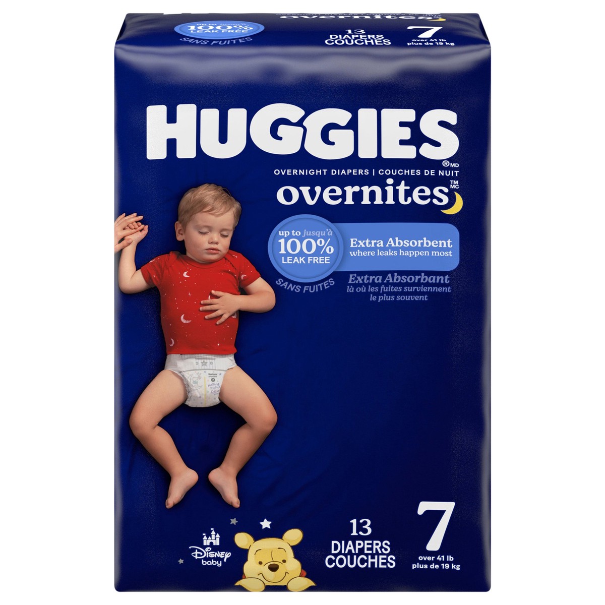 slide 1 of 5, Huggies Overnites Nighttime Baby Diapers, Size 7 (41+ lbs), 13 Ct, 13 ct