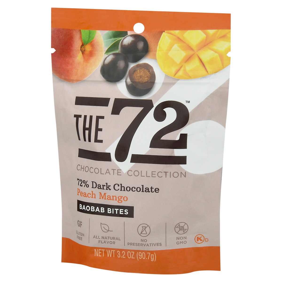 slide 11 of 12, The 72 Chocolate Collection 72% Dark Chocolate Peach Mango Baobab Bites 3.2 oz, 3.2 oz