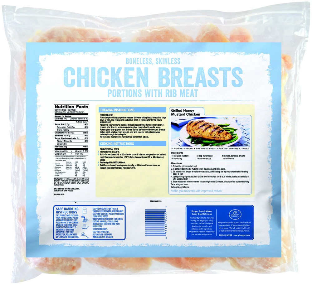 slide 2 of 2, Kroger Boneless Skinless Chicken Breast Portions With Rib Meat, 6 lb