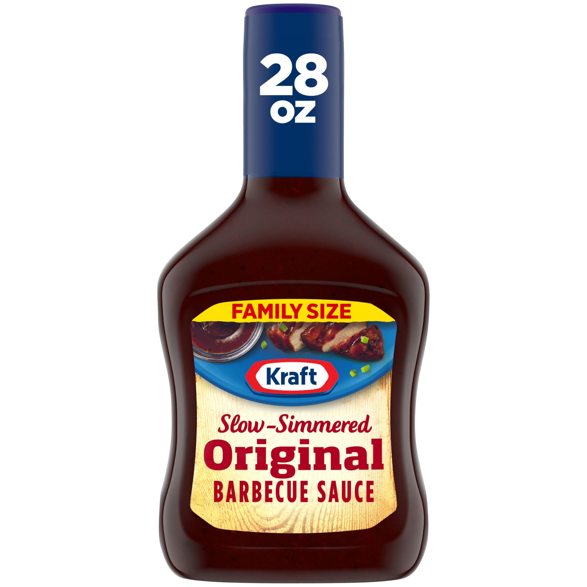 slide 1 of 7, Kraft Original Slow-Simmered Barbecue Sauce Family Size Bottle, 28 oz