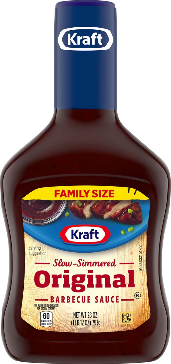 slide 6 of 9, Kraft Original Slow-Simmered Barbecue Sauce Family Size, 28 oz Bottle, 28 oz