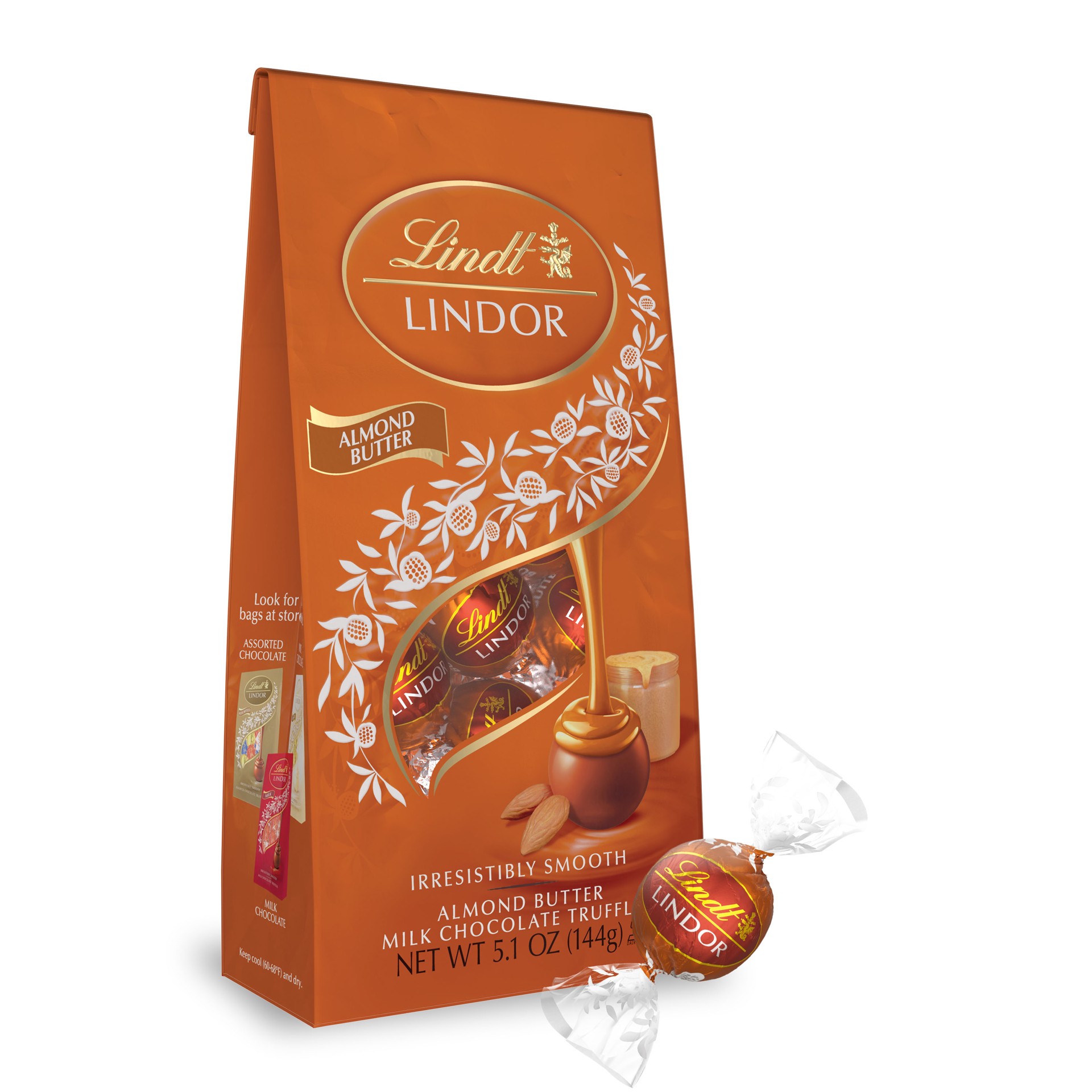 slide 1 of 4, Lindt Lindor Irresistibly Smooth Almond Butter Milk Chocolate Truffles 5.1 oz, 5.1 oz