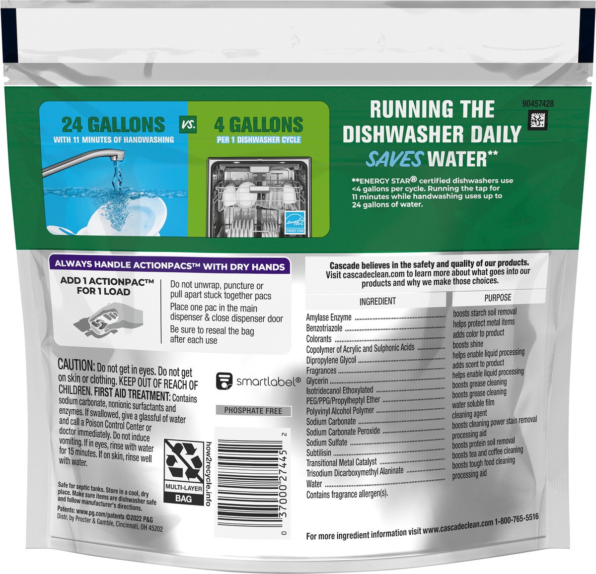 slide 3 of 3, Cascade Platinum Actionpacs + Oxi, Fresh Scent Dishwasher Detergent, 14 ct