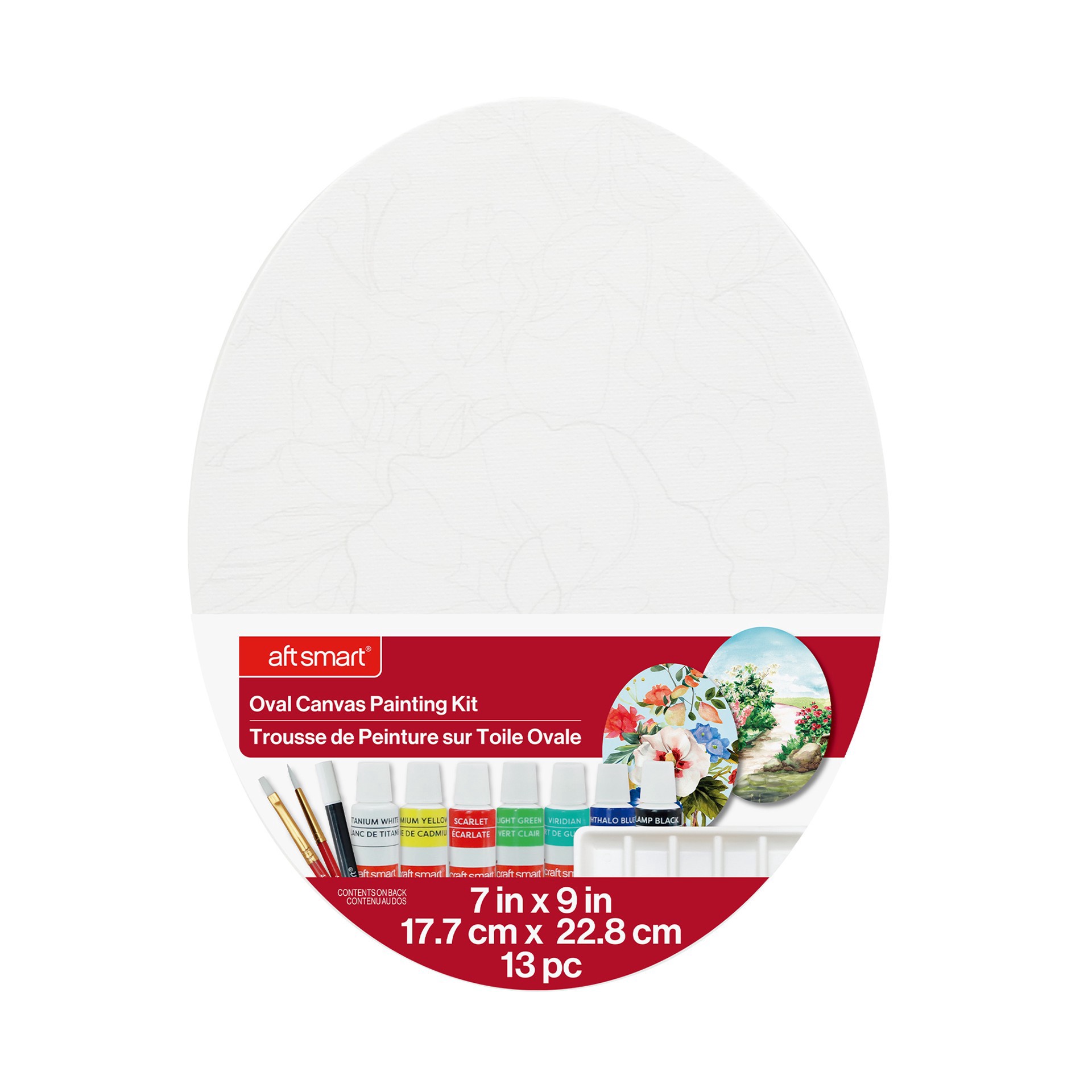 slide 4 of 6, Floral Oval Canvas Painting Kit By Craft Smart, 7 in x 9 in