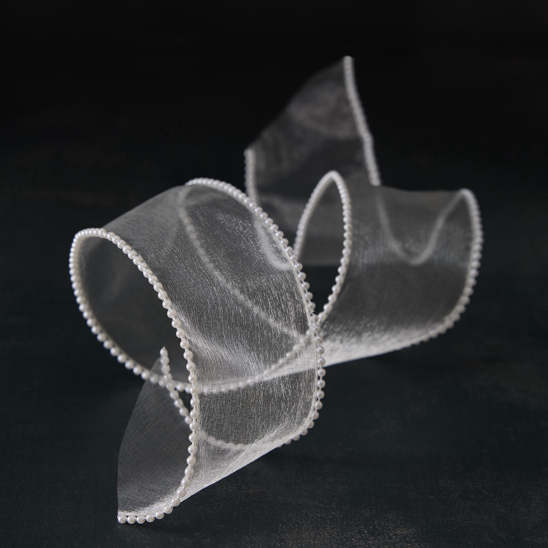 slide 2 of 2, 2.5" X 3yd. Sheer Wired Pearl Edge Ribbon By Celebrate It Classic, 2.5 in x 3 yd