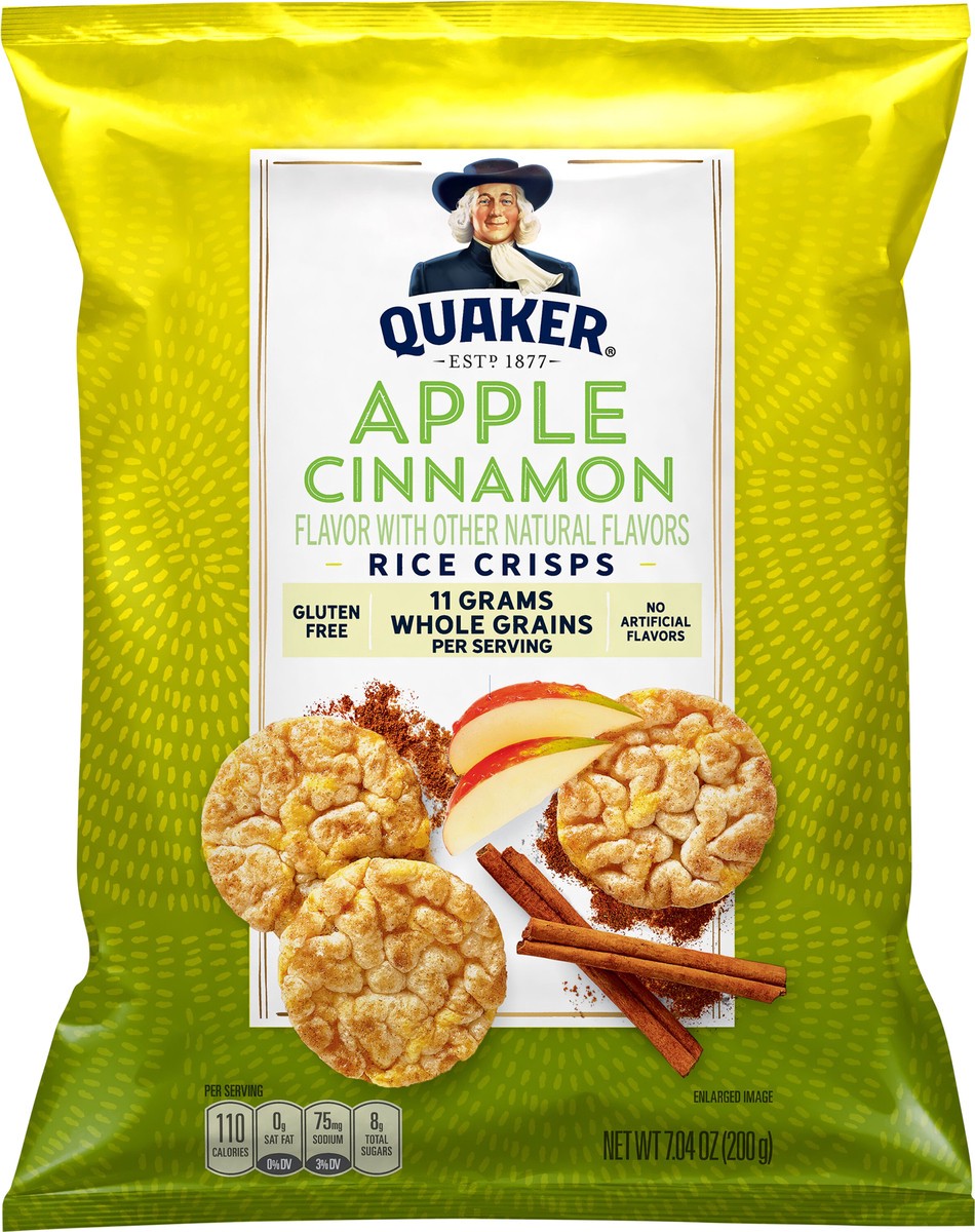 slide 1 of 3, Quaker Popped Rice Crisps Apple Cinnamon - 7.04oz, 7.04 oz