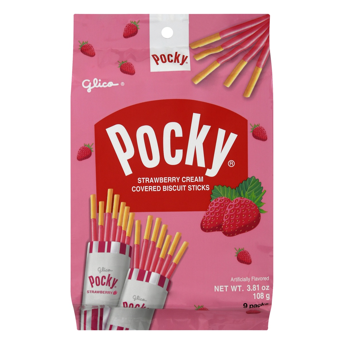 slide 1 of 3, Glico Gilco Strawberry Pocky - 3.81oz/9pk, 3.81 oz