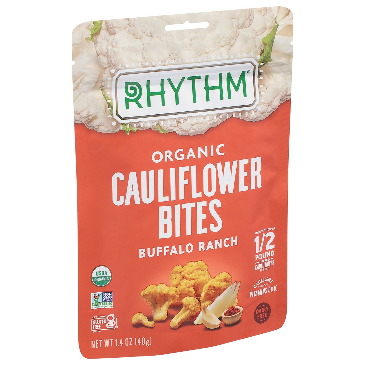 slide 2 of 9, Rhythm Superfoods Buffalo Ranch Cauliflower Bites, 1.4 oz