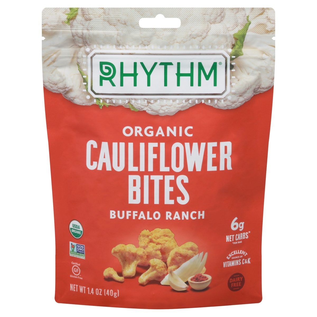 slide 1 of 3, Rhythm Organic Buffalo Ranch Cauliflower Bites, 1.4 oz